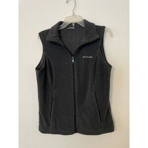 Columbia Womens Benton Springs Fleece Vest Charcoal Gray Full Zip Medium